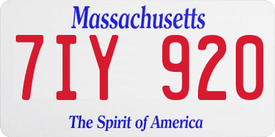 MA license plate 7IY920