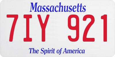 MA license plate 7IY921
