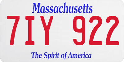 MA license plate 7IY922