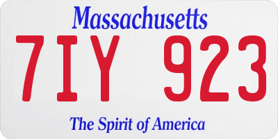 MA license plate 7IY923
