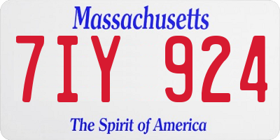 MA license plate 7IY924