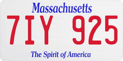 MA license plate 7IY925