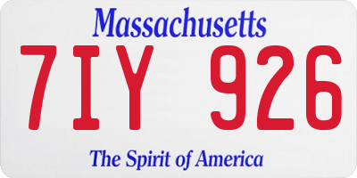 MA license plate 7IY926