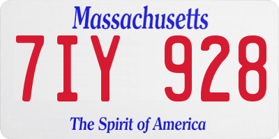 MA license plate 7IY928