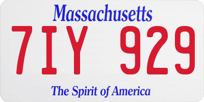 MA license plate 7IY929