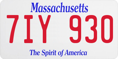 MA license plate 7IY930
