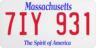 MA license plate 7IY931