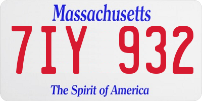 MA license plate 7IY932
