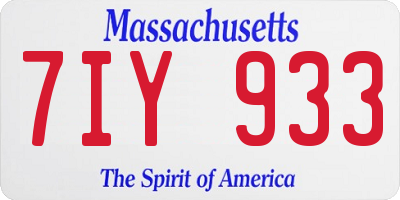 MA license plate 7IY933