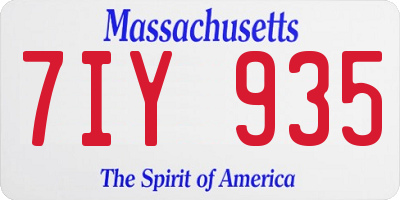 MA license plate 7IY935