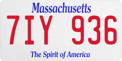 MA license plate 7IY936