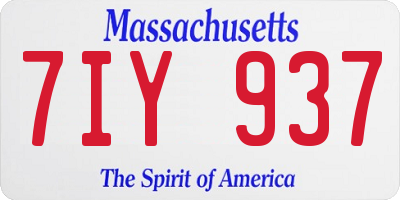 MA license plate 7IY937