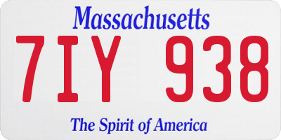 MA license plate 7IY938