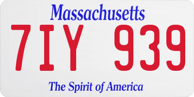 MA license plate 7IY939