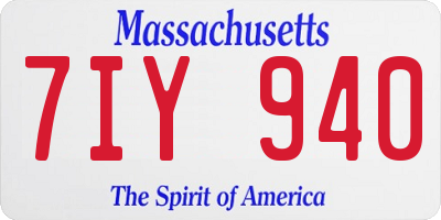 MA license plate 7IY940
