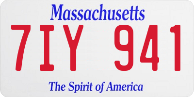 MA license plate 7IY941