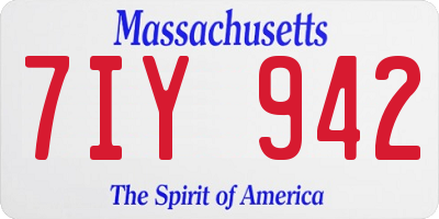 MA license plate 7IY942