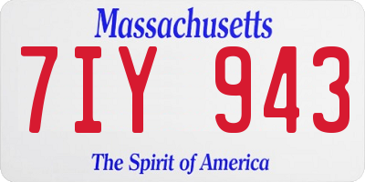 MA license plate 7IY943