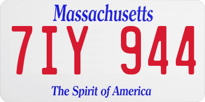 MA license plate 7IY944