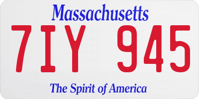 MA license plate 7IY945