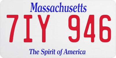 MA license plate 7IY946