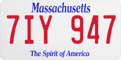 MA license plate 7IY947