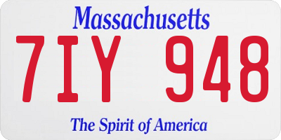 MA license plate 7IY948