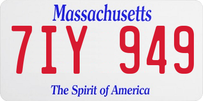 MA license plate 7IY949