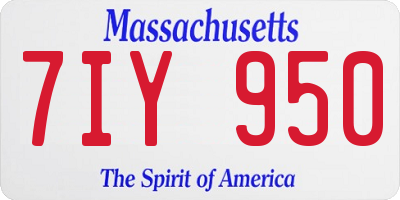 MA license plate 7IY950