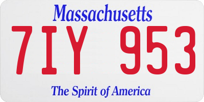 MA license plate 7IY953