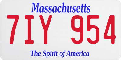 MA license plate 7IY954