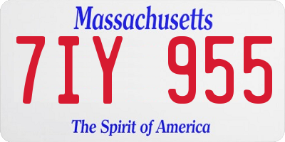 MA license plate 7IY955