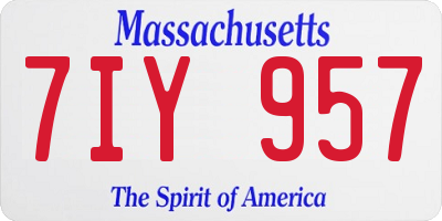 MA license plate 7IY957