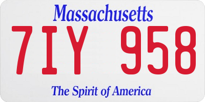 MA license plate 7IY958