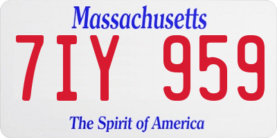 MA license plate 7IY959