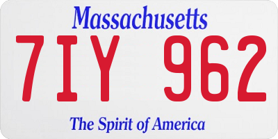 MA license plate 7IY962