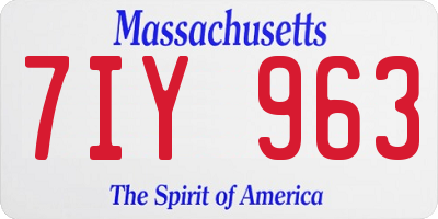 MA license plate 7IY963