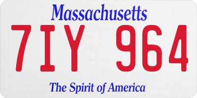MA license plate 7IY964