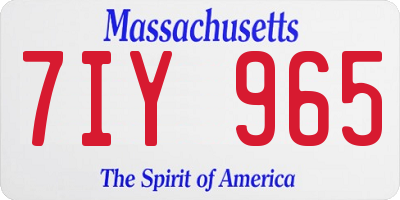 MA license plate 7IY965