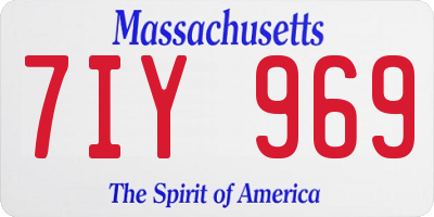 MA license plate 7IY969