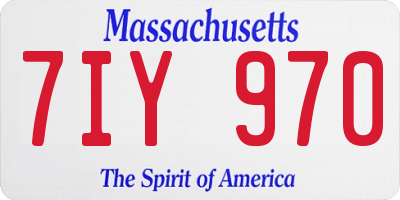 MA license plate 7IY970