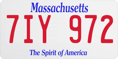 MA license plate 7IY972