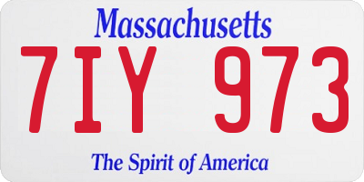 MA license plate 7IY973