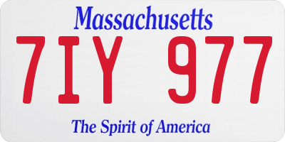 MA license plate 7IY977
