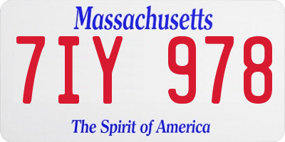 MA license plate 7IY978