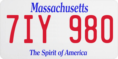 MA license plate 7IY980