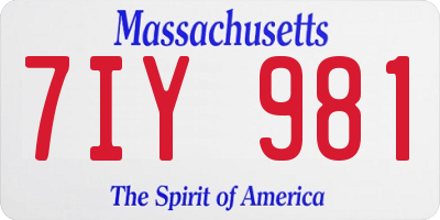MA license plate 7IY981