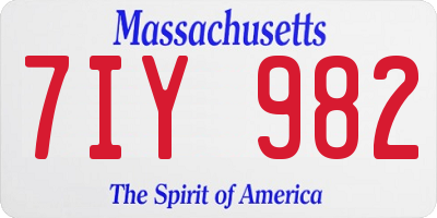 MA license plate 7IY982