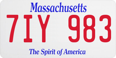 MA license plate 7IY983