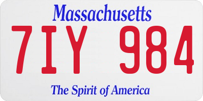 MA license plate 7IY984